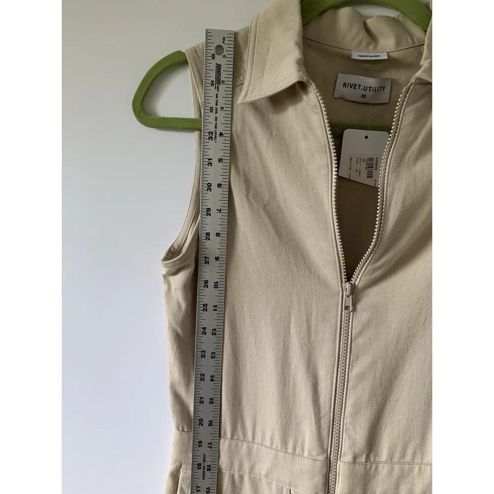 NWT Rivet Utility Westsider Jumpsuit, Sleeveless, Beige Light Khaki, Size XS - Picture 10 of 12